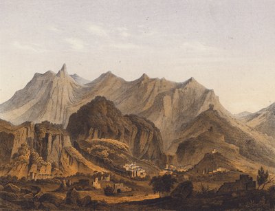 Site de Sparte, Grèce (lithographie couleur) - German School
