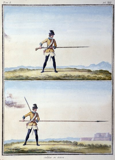 Soldat en action - dans « Mes rêves » par le comte de Saxe - German School