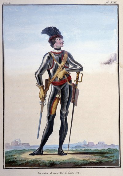 Vêtements de soldat : armure de cavalier - dans « Mes rêves » par le comte de Saxe - German School