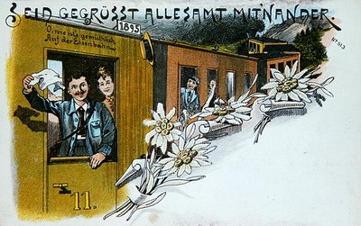 Carte postale souvenir, vers 1900 (lithographie en couleur) - German School