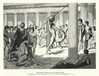 Jeunes spartiates faisant des exercices de gymnastique, Grèce antique - German School