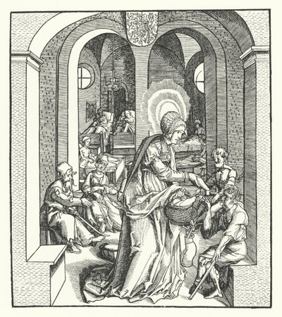 Sainte Hedwige de Silésie, duchesse de Pologne (gravure) - German School