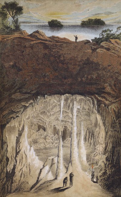 Stalactites et stalagmites dans une grotte - German School