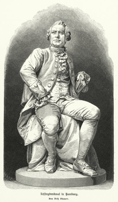 Statue à Hambourg par Fritz Schaper du dramaturge et philosophe allemand Gotthold Ephraim Lessing - German School