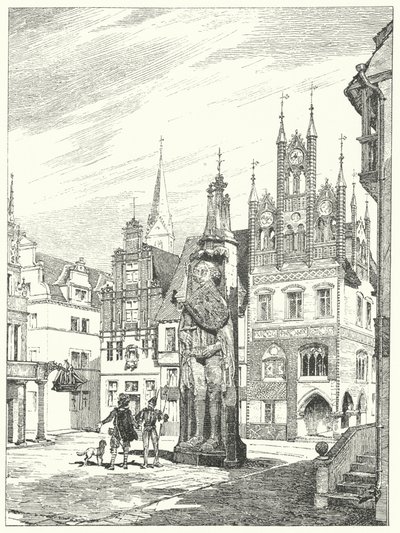Statue de Roland érigée en 1404 face à la cathédrale de Brême, Allemagne - German School