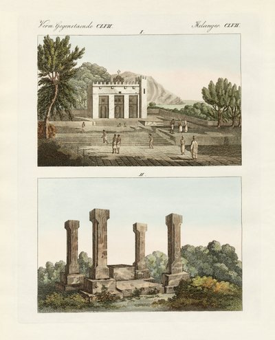 Étranges mémoriaux en Abyssinie (gravure en couleur) - German School