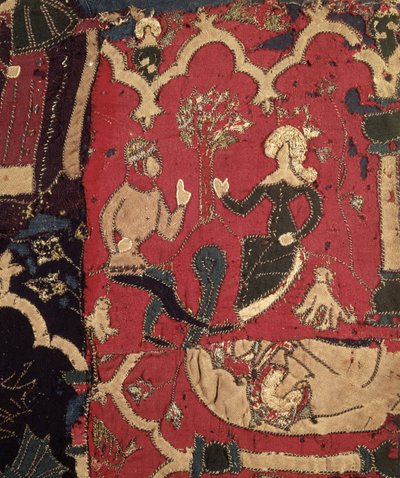 Broderie représentant Tristan et Isolde - German School