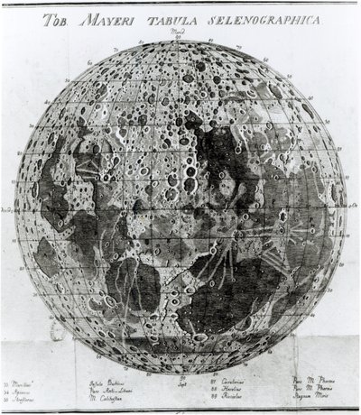 Surface de la Lune, illustration de Selenotopographische Fragmente par Johann Hieronymus Schroeter, publié en 1791 - German School