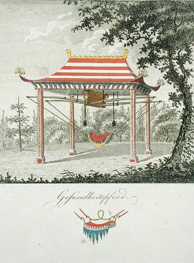 Balançoire sous un auvent chinois, de 