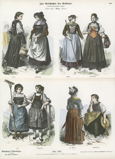Costumes suisses, 19ème siècle - German School