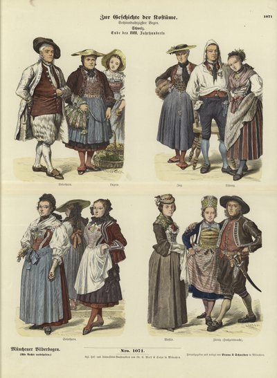 Costumes suisses, fin 18ème siècle - German School