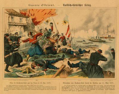 Prise de Suchum-Kale par les Turcs pendant la guerre russo-turque, 15 mai 1877, publiée par F.C. Wentzel, Weissenburg, 1877 - German School
