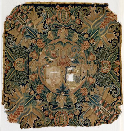 Coussin armorial en tapisserie, possiblement de Basse-Saxe, fabriqué au 17ème siècle - German School