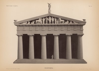 Temple de Zeus, Olympie, Grèce (lithographie) - German School