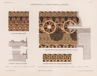 Décorations en terre cuite du Trésor de Gela, Olympie, Grèce - German School