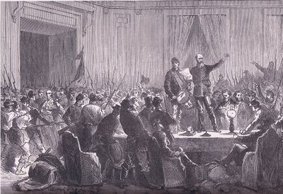 Le 106e bataillon de la Garde nationale livrant Trochu à l