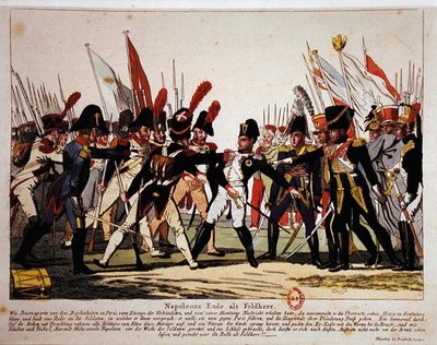 La fin de Napoléon (1769-1821) en tant que général en 1815 (lithographie en couleur) - German School