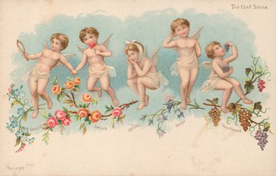 Les Cinq Sens (lithographie en couleur) - German School