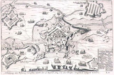 La Forteresse de Canischa assiégée en vain par les Chrétiens en 1664, illustration d