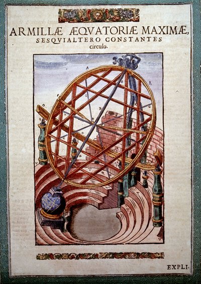 Le Grand Armillaire Équatorial dans « Astronomiae instituatae machanicia » par Tycho Brahe (1546 - 1601), Wandsbeck - German School