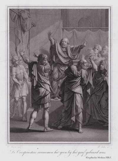 Les grands prêtres apprennent que le tombeau du Christ est vide (gravure) - German School