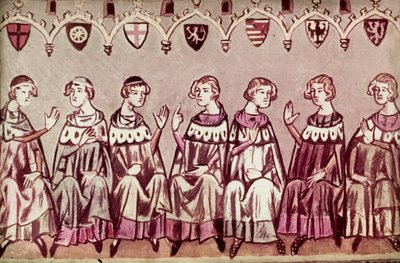 Les sept princes électeurs élisant Henri VII, Saint Empereur romain, illustration de la Chronique d