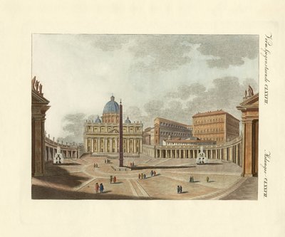 La cathédrale Saint-Pierre à Rome (gravure en couleur) - German School