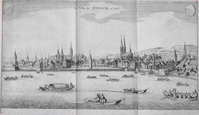La Ville de Zurich, Suisse, du Volume II de Itinera Alpina par Johann Jacob Scheuchzeri, publié en 1706 - German School