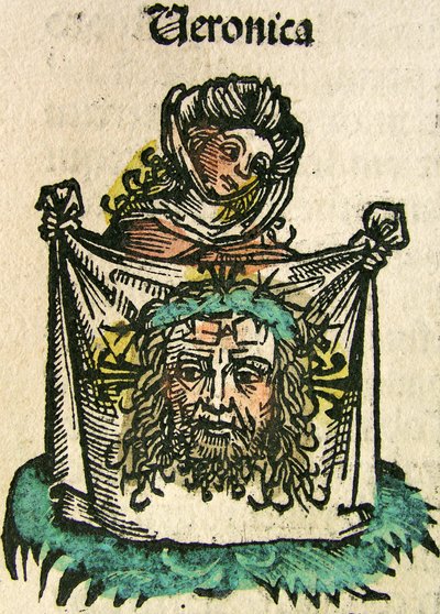 Le Voile de Véronique, publié dans la Chronique de Nuremberg, 1493 - German School