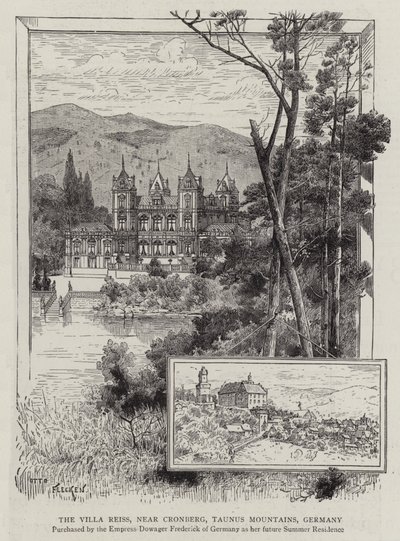 La Villa Reiss, près de Cronberg, montagnes du Taunus, Allemagne (gravure) - German School