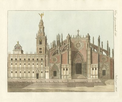 La cathédrale ou église métropolitaine de Séville (gravure en couleur) - German School