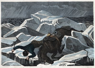 La chute du comte Sandor et de son cheval sur la glace brisée du Danube. Dans « Wenn Jemand eine Reise thut, so kann er was erzählen » (Quand quelqu