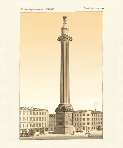 Le monument à Londres (gravure en couleur) - German School