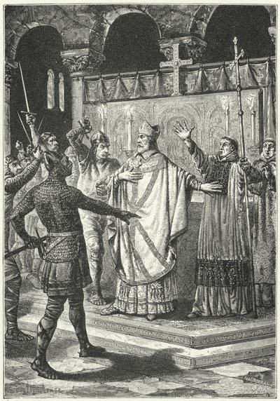 Le meurtre de Thomas Becket dans la cathédrale de Canterbury - German School