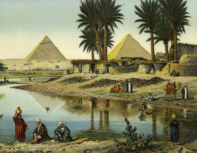 Les pyramides de Gizeh (chromolitho) - German School