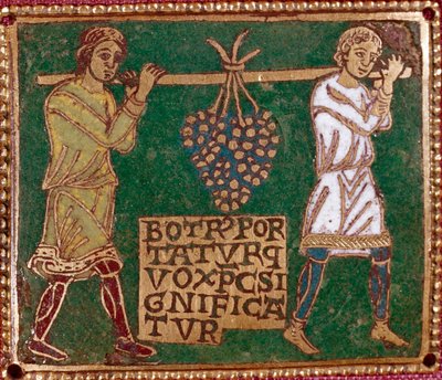 Le retour de Josué et Caleb avec une énorme grappe de raisin de la terre de Canaan - German School