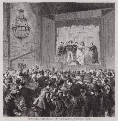 Représentation théâtrale par des prisonniers français de la Guerre franco-prussienne à la Pleissenburg, Leipzig, Allemagne - German School