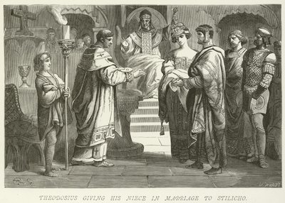 Théodose donnant sa nièce en mariage à Stilicon - German School