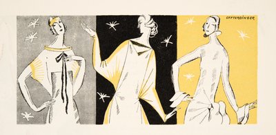 Trois femmes en robe, extrait de Styl, pub.1922 (épreuve de pochoir) - German School