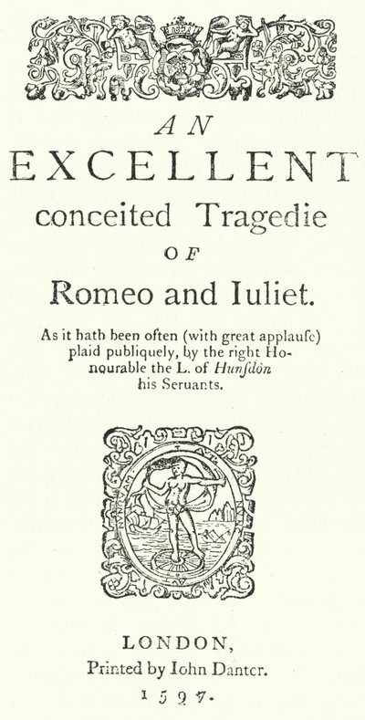 Page de titre de la première édition in-quarto de Roméo et Juliette de Shakespeare - German School