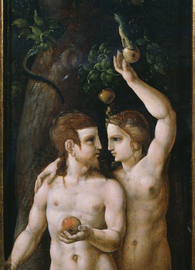 Triptyque de la Création, Adam et Ève, panneau gauche (détail) - German School