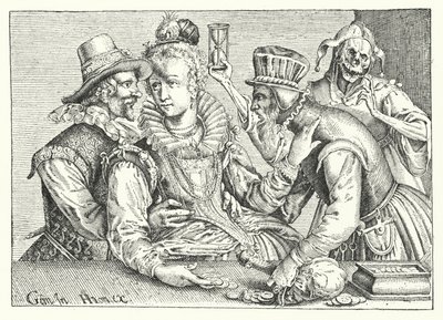 Vrai et faux amour (gravure) - German School