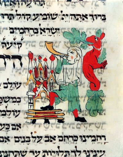 Trompettiste soufflant dans le Shofar à l