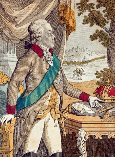 Tsar Paul Ier de Russie (gravure en couleur) - German School