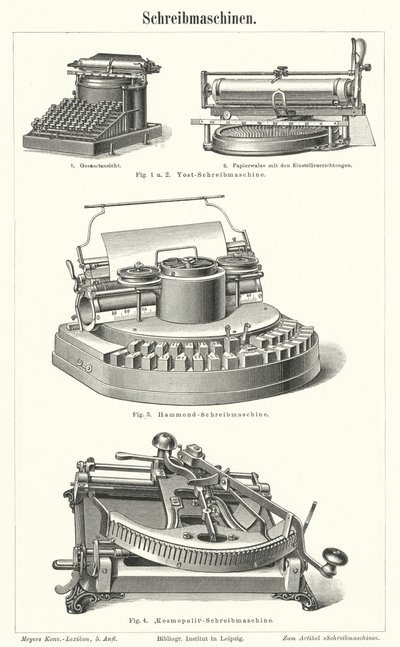 Machines à écrire (gravure) - German School