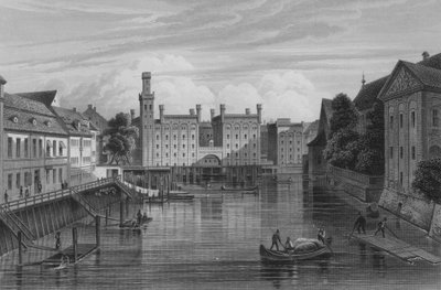Vue depuis le Langen Bruecke, Berlin (gravure sur acier) - German School