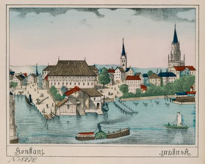 Vue de Constance montrant le port, le Konzil et la cathédrale - German School