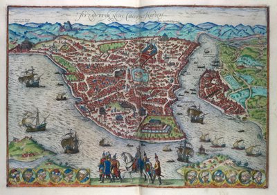 Vue de Constantinople (gravure en couleur) - German School