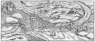 Vue de Genève, de Cosmographie Universelle par Sébastien Munster (1488-1552) Bâle, publié en 1559 - German School