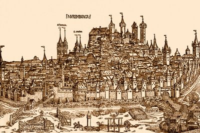 Vue de Nuremberg, tirée de la "Chronique du monde" de Hartmann Schedel (impression) - German School